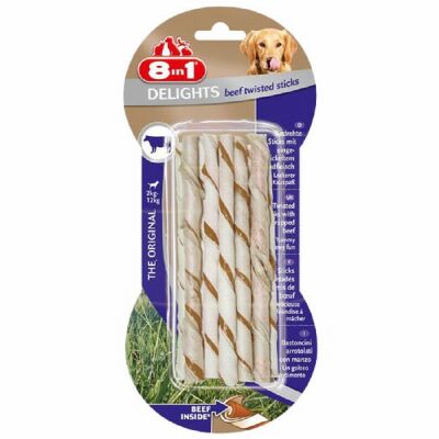 8in1 Delights Bones Biftekli Twested Sticks Burgu Çubuğu Köpek Ödülü 55 Gr - 1