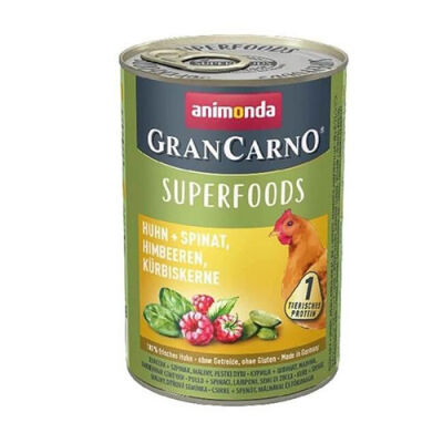Animonda GranCarno Superfoods Tavuk Ispanak Ahududu Köpek Konservesi 400 Gr - 1