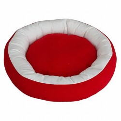 Bedspet Simit Kedi ve Küçük Irk Köpek Yatağı Kırmızı Beyaz - Bedspet