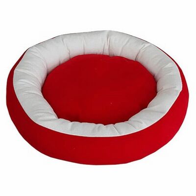 Bedspet Simit Kedi ve Küçük Irk Köpek Yatağı Kırmızı Beyaz - 1