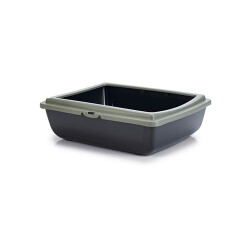 Beeztees Kalın Kenarlı Açık Kedi Tuvaleti Antrasit Mavi 48x38x14 Cm - Beeztees