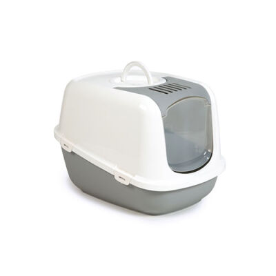 Beeztees Kapalı Kedi Tuvaleti Koku Filtreli Jumbo Gri Beyaz 66x48x46Cm - 1