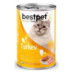 BestPet Parça Etli Hindi Etli Yetişkin Kedi Konservesi 6 Adet 400 Gr - Bestpet