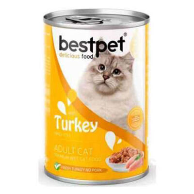 BestPet Parça Etli Hindi Etli Yetişkin Kedi Konservesi 6 Adet 400 Gr - 1
