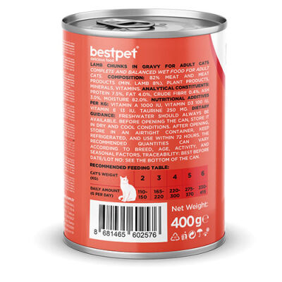 BestPet Parça Etli Kuzu Etli Yetişkin Kedi Konservesi 6 Adet 400 Gr - 2