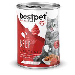 BestPet Parça Etli Sığrlı Etli Yetişkin Kedi Konservesi 12 Adet 400 Gr - Bestpet