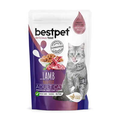 BestPet Pouch Kuzu Etli Jelly Tahılsız Yetişkin Kedi Konservesi 85 Gr - 1
