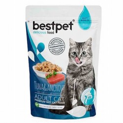 Bestpet Pouch Ton Balıklı ve Hamsili Yetişkin Kedi Konservesi 85 Gr - Pisycat