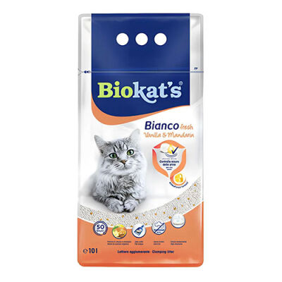 Biokats Bianco Vanilya Mandalina Bentonit Topaklanan Kedi Kumu 10 Lt - 1