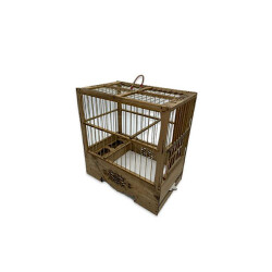 Birdlife Ahşap Oymalı Kuş Kafesi 27,5x29x17 Cm - Birdlife