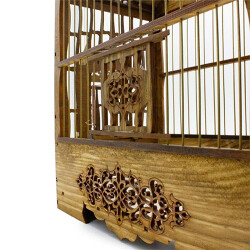 Birdlife Bombeli Lüx Oymalı Ahşap Kuş Kafesi 35x30x17 Cm - 2