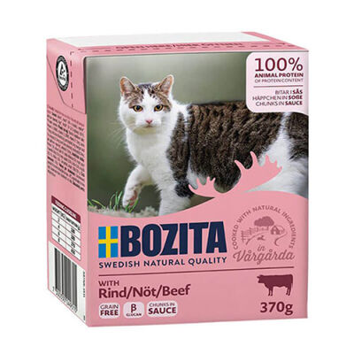 Bozita Chunks Sauce Natural Soslu Parça Biftekli Tahılsız Yetişkin Kedi Konservesi 370 Gr - 1