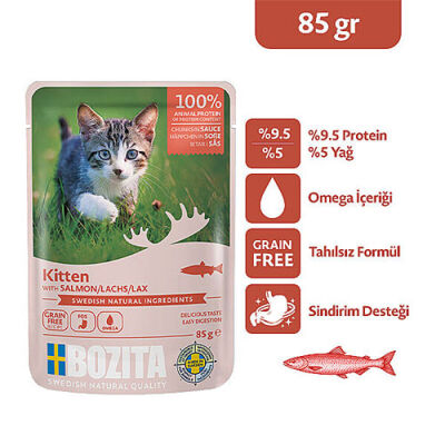 Bozita Kitten Somonlu Soslu Tahılsız Yavru Kedi Konservesi 85 Gr - 3