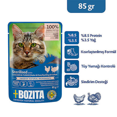 Bozita Tavuklu ve Hindili Soslu Kısırlaştırılmış Kedi Konservesi 85 Gr - 3
