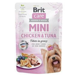 Brit Care Mini Adult Tavuklu ve Ton Balıklı Soslu Fileto Küçük Irk Yetişkin Köpek Konservesi 85 Gr - Brit Care