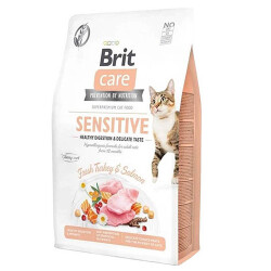 Brit Care Sensitive Hypoallergenic Hindili ve Somonlu Tahılsız Yetişkin Kedi Maması 7 Kg - Brit Care