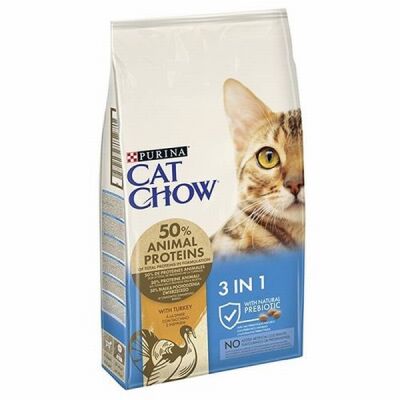Cat Chow 3 İn 1 Feline Hindili Yetişkin Kedi Maması 15 Kg - 1
