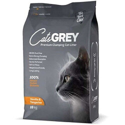 CatsGrey Premium Vanilya ve Mandalina Kokulu Tozsuz Topaklanan İnce Taneli Bentonit Kedi Kumu 16 kg - CatsGrey