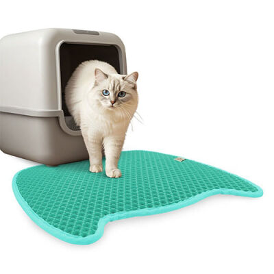 Cattie Açık Mavi Kum Toplayıcı Fonksiyonel Kedi Tuvalet Paspası 50 x 75 cm - 3