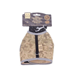 Cattie Havalı Dokuma Kedi Göğüs ve Gezdirme Tasması Large Kamuflaj 1,5x30-40 Cm - Cattie