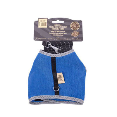 Cattie Havalı Dokuma Kedi Göğüs ve Gezdirme Tasması Large Royal Mavi 1,5x30-40 Cm - 1