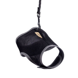 Cattie Havalı Dokuma Kedi Göğüs ve Gezdirme Tasması Medium Siyah 1x25-35 Cm - 2