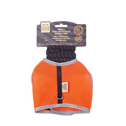 Cattie Havalı Dokuma Kedi Göğüs ve Gezdirme Tasması Medium Turuncu 1x25-35 Cm - Cattie