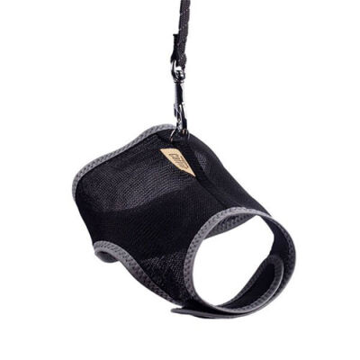 Cattie Havalı Dokuma Kedi Göğüs ve Gezdirme Tasması Small Siyah 1x20-30 Cm - 3