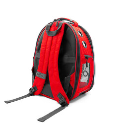 Cattie Kırmızı Fileli Astronot Kedi Taşıma Sırt Çantası 25 x 60 x 40 cm - 3
