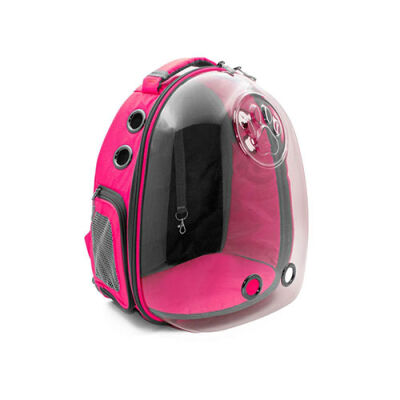 Cattie Pembe Şeffaf Astronot Kedi Taşıma Sırt Çantası 25 x 30 x 40 cm - 1
