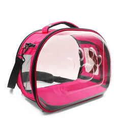 Cattie Pembe Şeffaf Panoramik Kedi Taşıma Çantası 30 x 40 x 35 cm - Cattie