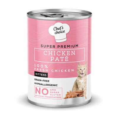 Chefs Choice Pate Chicken Kitten Tavuklu Tahılsız Yavru Kedi Konservesi 12 Adet 400 Gr - 1