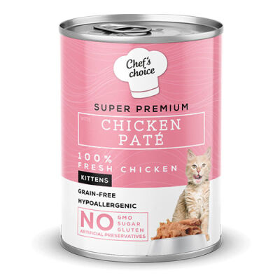 Chefs Choice Pate Chicken Kitten Tavuklu Tahılsız Yavru Kedi Konservesi 24 Adet 400 Gr - 1