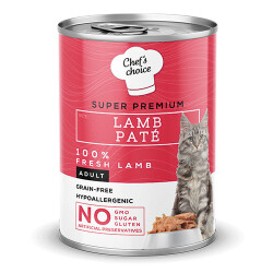 Chefs Choice Pate Lamb Kuzu Etli Tahılsız Yetişkin Kedi Konservesi 24 Adet 400 Gr - Chefs Choice