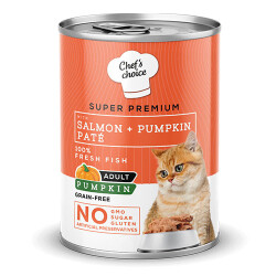 Chefs Choice Pumpkin Pate Somonlu Balkabaklı Tahılsız Yetişkin Kedi Konservesi 24 Adet 400 Gr - Chefs Choice