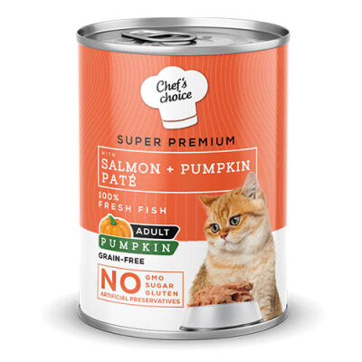 Chefs Choice Pumpkin Pate Somonlu Balkabaklı Tahılsız Yetişkin Kedi Konservesi 400 Gr - 1