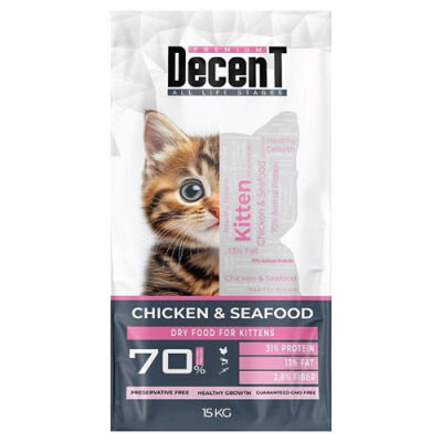 Decent Premium Tavuklu ve Balıklı Yavru Kedi Maması 15 Kg - 1