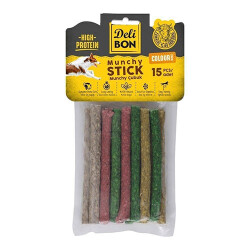 Delibon Munchy Renkli Kalın Deri Çubuk Köpek Ödülü 15'li - Delibon