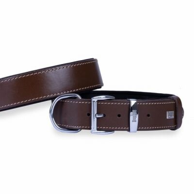 Doggie Konfor Deri Köpek Boyun Tasması Kahverengi 4x57 65 Cm - 1