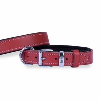 Doggie Konfor Deri Köpek Boyun Tasması Kırmızı 3x42 50 Cm - 1
