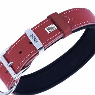 Doggie Konfor Deri Köpek Boyun Tasması Kırmızı 4x52 60 Cm - 2