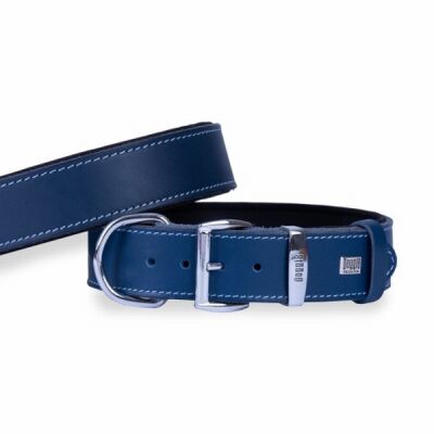 Doggie Konfor Deri Köpek Boyun Tasması Royalblue 4x57 65 Cm - 1