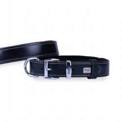 Doggie Konfor Deri Köpek Boyun Tasması Siyah 2,5x37 45 Cm - Doggie