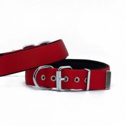 Doggie Konfor Dokuma Köpek Boyun Tasması Kırmızı 4x57 65 Cm - Doggie