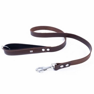 Doggie Konfor Klasik Deri Köpek Gezdirme Tasması Kahverengi 2,5x120 Cm - 2