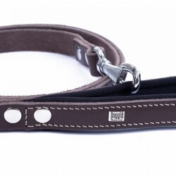 Doggie Konfor Klasik Deri Köpek Gezdirme Tasması Kahverengi 2x140 Cm - 3