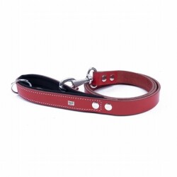 Doggie Konfor Klasik Deri Köpek Gezdirme Tasması Kırmızı 2,5x120 Cm - Doggie