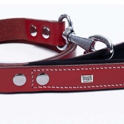 Doggie Konfor Klasik Deri Köpek Gezdirme Tasması Kırmızı 2,5x120 Cm - 3