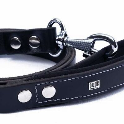 Doggie Konfor Klasik Deri Köpek Gezdirme Tasması Siyah 2,5x120 Cm - 3