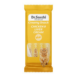 Dr.Sacchi Creamy Snack Tavuklu ve Ciğerli Sıvı Kedi Ödülü 4x14 Gr - Dr.Sacchi